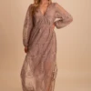IRIS Light My Fire Mocha Long Sleeve Maxi Dress -Outlet Bella Ella Boutique Store LightMyFireMochaLongSleeveMaxiDressfront 5000x