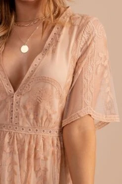 Light My Fire Tan Lace Mini Dress 9 Light My Fire Tan Lace Mini Dress -Outlet Bella Ella Boutique Store LightMyFireNudeMiniDressdetail 5000x