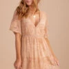 Light My Fire Tan Lace Mini Dress -Outlet Bella Ella Boutique Store LightMyFireNudeMiniDressfront2 5000x