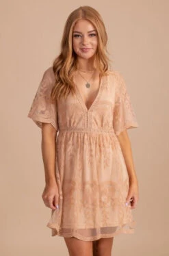 Light My Fire Tan Lace Mini Dress 11 Light My Fire Tan Lace Mini Dress -Outlet Bella Ella Boutique Store LightMyFireNudeMiniDressfront 5000x