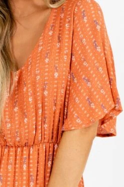 Lights Down Low Patterned Midi Dress 14 Lights Down Low Patterned Midi Dress -Outlet Bella Ella Boutique Store Lights Down Low Orange Dress Detail 5000x