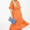 Lights Down Low Patterned Midi Dress 2 Lights Down Low Patterned Midi Dress -Outlet Bella Ella Boutique Store Lights Down Low Orange Dress Front 5000x
