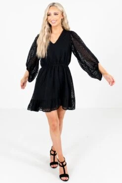 Light The Sky Mini Dress -Outlet Bella Ella Boutique Store LighttheSkyBlackDressFullFront 5000x