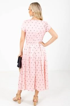 Ambition Little Cutie Polka Dot Midi Dress -Outlet Bella Ella Boutique Store Little Cutie Pink Dress Back 5000x