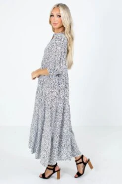 Living Wild White Patterned Maxi Dress -Outlet Bella Ella Boutique Store Living Wild White Dress Side 5000x