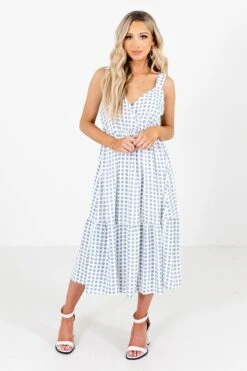 Love Like Mine White Patterned Midi Dress -Outlet Bella Ella Boutique Store Love Like Mine White Dress Full Front2 5000x