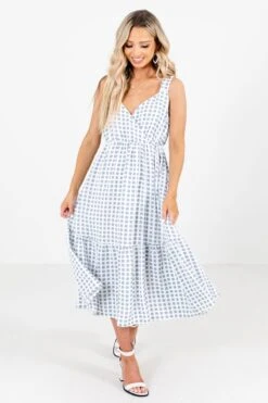 Love Like Mine White Patterned Midi Dress -Outlet Bella Ella Boutique Store Love Like Mine White Dress Full Front 5000x