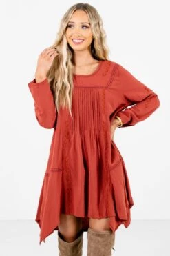 Love Of My Life Rust Orange Mini Dress -Outlet Bella Ella Boutique Store Love of My Life Rust Dress Front 5000x