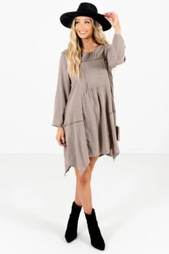 Love Of My Life Taupe Brown Mini Dress 12 Love Of My Life Taupe Brown Mini Dress -Outlet Bella Ella Boutique Store Love of My Life Taupe Dress Full Front3 5000x
