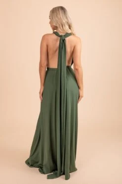 Lovers Twist Maxi Dress 29 Lovers Twist Maxi Dress -Outlet Bella Ella Boutique Store LoversTwistMaxiDress Back HunterGreen 5000x