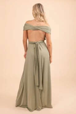 Lovers Twist Maxi Dress 33 Lovers Twist Maxi Dress -Outlet Bella Ella Boutique Store LoversTwistMaxiDress Back Olive 5000x