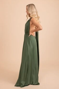Lovers Twist Maxi Dress 27 Lovers Twist Maxi Dress -Outlet Bella Ella Boutique Store LoversTwistMaxiDress Side HunterGreen 5000x