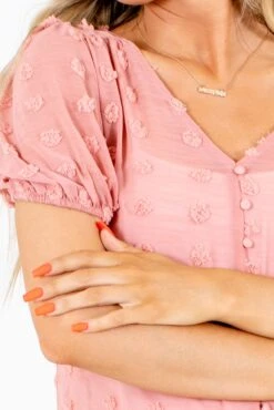 Loving It Textured Blouse -Outlet Bella Ella Boutique Store Loving It Textured Blouse Detail 5000x