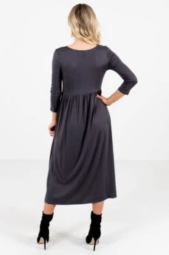 Matters Of The Heart Gray Midi Dress 10 Matters Of The Heart Gray Midi Dress -Outlet Bella Ella Boutique Store Matters of the Heart Gray Dress Back 5000x