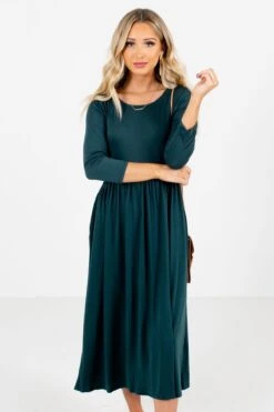 Matters Of The Heart Teal Midi Dress -Outlet Bella Ella Boutique Store Matters of the Heart Teal Dress Front 5000x