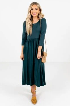 Matters Of The Heart Teal Midi Dress -Outlet Bella Ella Boutique Store Matters of the Heart Teal Dress Full Front3 5000x