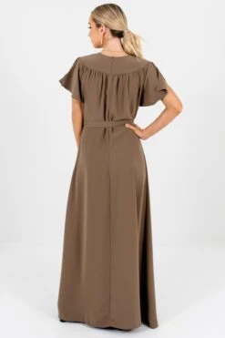 Memory Lane Brown Maxi Dress -Outlet Bella Ella Boutique Store Memory Lane Brown Dress Back 5000x