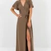 Memory Lane Brown Maxi Dress -Outlet Bella Ella Boutique Store Memory Lane Brown Dress Front 5000x