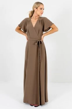 Memory Lane Brown Maxi Dress -Outlet Bella Ella Boutique Store Memory Lane Brown Dress Full Front 5000x