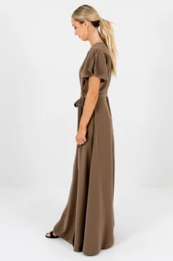 Memory Lane Brown Maxi Dress -Outlet Bella Ella Boutique Store Memory Lane Brown Dress Side 5000x