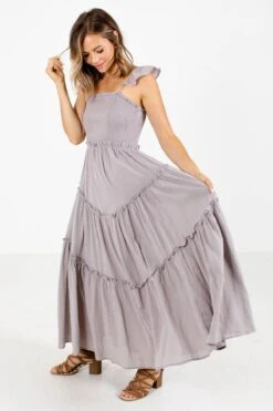 Mindful Living Maxi Dress -Outlet Bella Ella Boutique Store Mindful Living Gray Dress Side 5000x