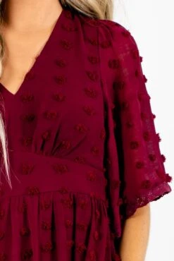 My Moment Midi Dress -Outlet Bella Ella Boutique Store My Moment Midi Dress Maroon Details 5000x