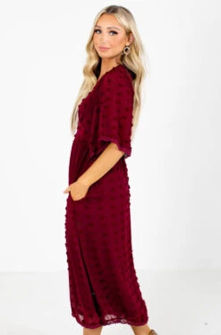 My Moment Midi Dress -Outlet Bella Ella Boutique Store My Moment Midi Dress Maroon Side 5000x