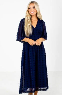 My Moment Midi Dress -Outlet Bella Ella Boutique Store My Moment Midi Dress Navy Front2 5000x
