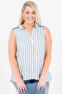 Nautical Girl White Striped Tank