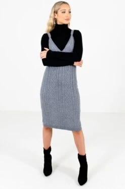 New Perspective Gray Knee-Length Dress -Outlet Bella Ella Boutique Store New Perspective Gray Dress Full Front2 5000x