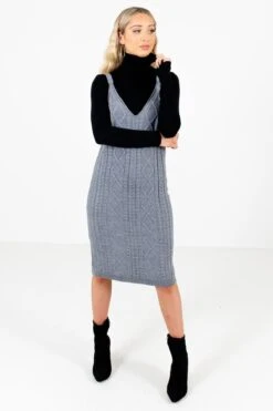 New Perspective Gray Knee-Length Dress -Outlet Bella Ella Boutique Store New Perspective Gray Dress Full Front 5000x