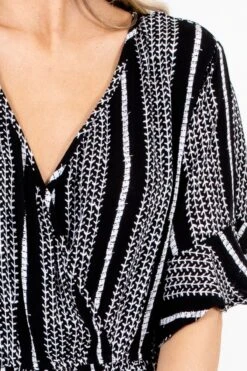 Nice To Meet You Patterned Midi Dress -Outlet Bella Ella Boutique Store Nice to Meet You Black Dress Detail 5000x