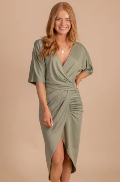 Now Or Never Faux Wrap Dress 30 Now Or Never Faux Wrap Dress -Outlet Bella Ella Boutique Store NowOrNeverFauxWrapDressLightGreenFront 5000x