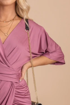 Now Or Never Faux Wrap Dress 39 Now Or Never Faux Wrap Dress -Outlet Bella Ella Boutique Store NowOrNeverFauxWrapDressPurpleDetail 5000x