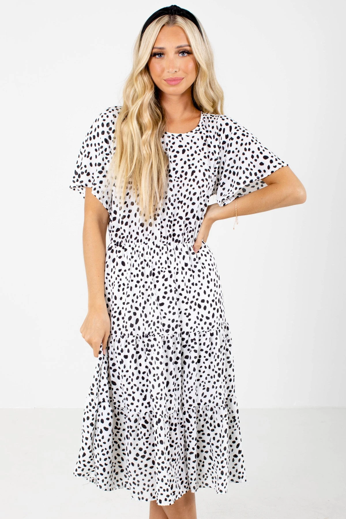 On The Spot White Patterned Midi Dress 3 On The Spot White Patterned Midi Dress