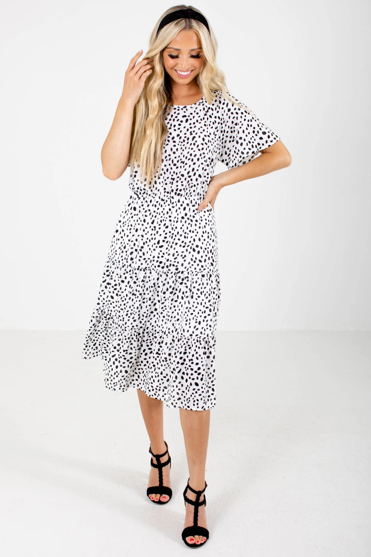 On The Spot White Patterned Midi Dress 6 On The Spot White Patterned Midi Dress - Image 4