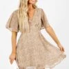 On The Prowl Beige Leopard Print Mini Dress -Outlet Bella Ella Boutique Store On the Prowl Beige Dress Front2 5000x