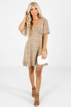 On The Prowl Beige Leopard Print Mini Dress -Outlet Bella Ella Boutique Store On the Prowl Beige Dress Full Front2 5000x