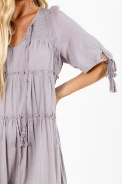 One Day At A Time Maxi Dress -Outlet Bella Ella Boutique Store One Day at a Time Gray Dress Detail 5000x