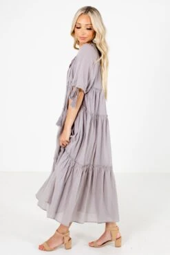 One Day At A Time Maxi Dress -Outlet Bella Ella Boutique Store One Day at a Time Gray Dress Side 5000x