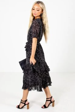 Own The Occasion Floral Midi Dress -Outlet Bella Ella Boutique Store Own the Occasion Black Dress Side 5000x