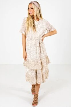 Own The Occasion Floral Midi Dress -Outlet Bella Ella Boutique Store Own the Occasion Cream Dress Full front 5000x
