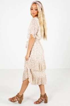 Own The Occasion Floral Midi Dress -Outlet Bella Ella Boutique Store Own the Occasion Cream Dress Side 5000x