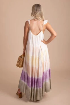 Painted Sunset Tie Dye Maxi Dress - Off White -Outlet Bella Ella Boutique Store PaintedSunsetTieDyeMaxiDressback 5000x