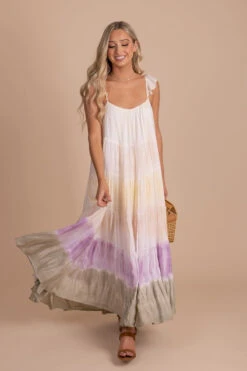 Painted Sunset Tie Dye Maxi Dress - Off White -Outlet Bella Ella Boutique Store PaintedSunsetTieDyeMaxiDressfront3 5000x