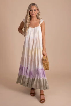 Painted Sunset Tie Dye Maxi Dress - Off White