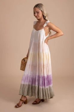 Painted Sunset Tie Dye Maxi Dress - Off White -Outlet Bella Ella Boutique Store PaintedSunsetTieDyeMaxiDressside 5000x