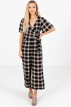 Perfect Timing Black Plaid Jumpsuit