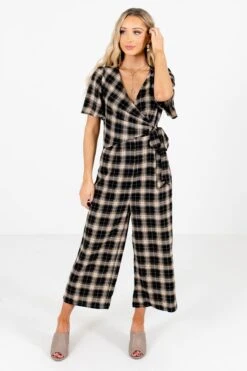Perfect Timing Black Plaid Jumpsuit 14 Perfect Timing Black Plaid Jumpsuit -Outlet Bella Ella Boutique Store Perfect Timing Black Jumpsuit Front 5000x
