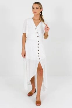 Perfect Opportunity White Polka Dot Maxi Dress -Outlet Bella Ella Boutique Store Perfect Opportunity White Dress Front2 5000x